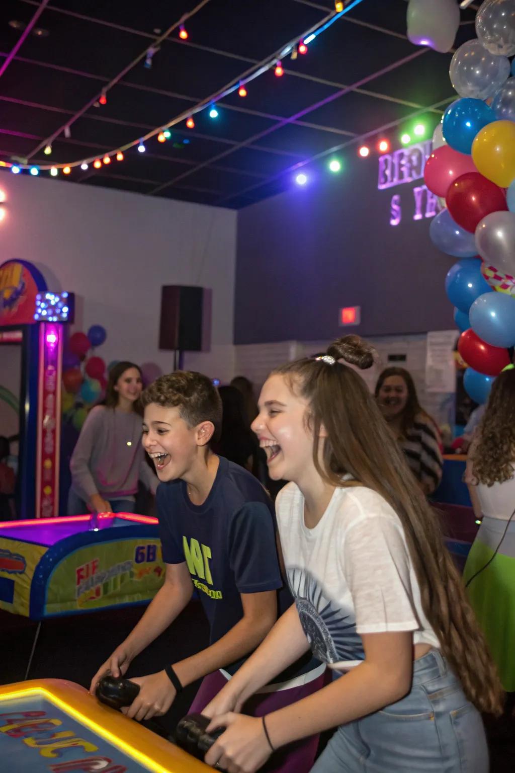 Guests enjoying interactive games at a sweet sixteen.