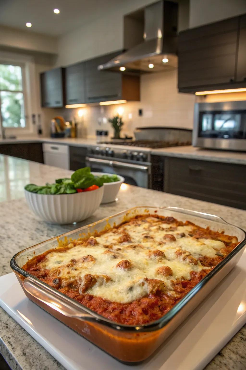 Italian-style turkey casserole with marinara and mozzarella