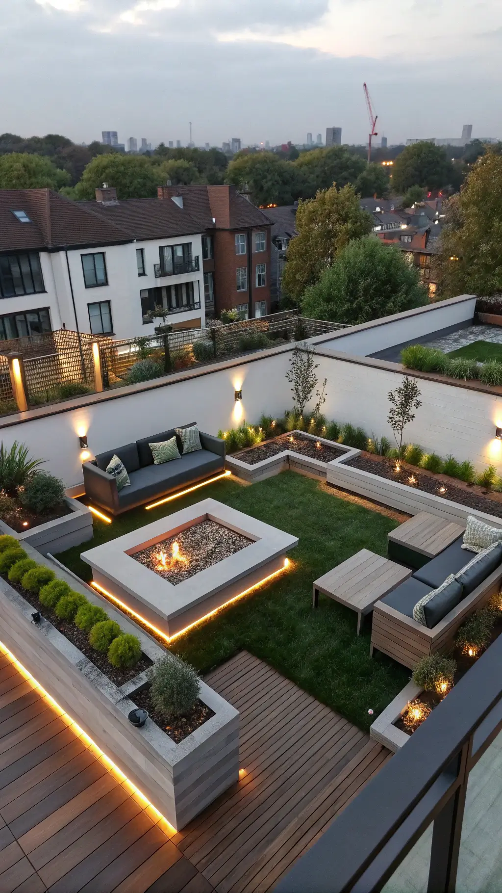 Modern outdoor seating with fire pit