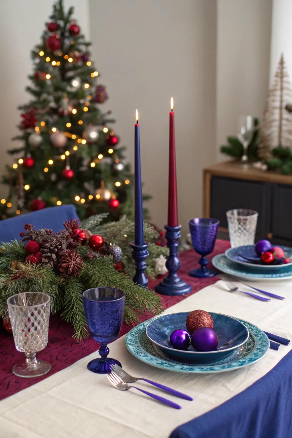 Vibrant colors add a contemporary twist to holiday decor.
