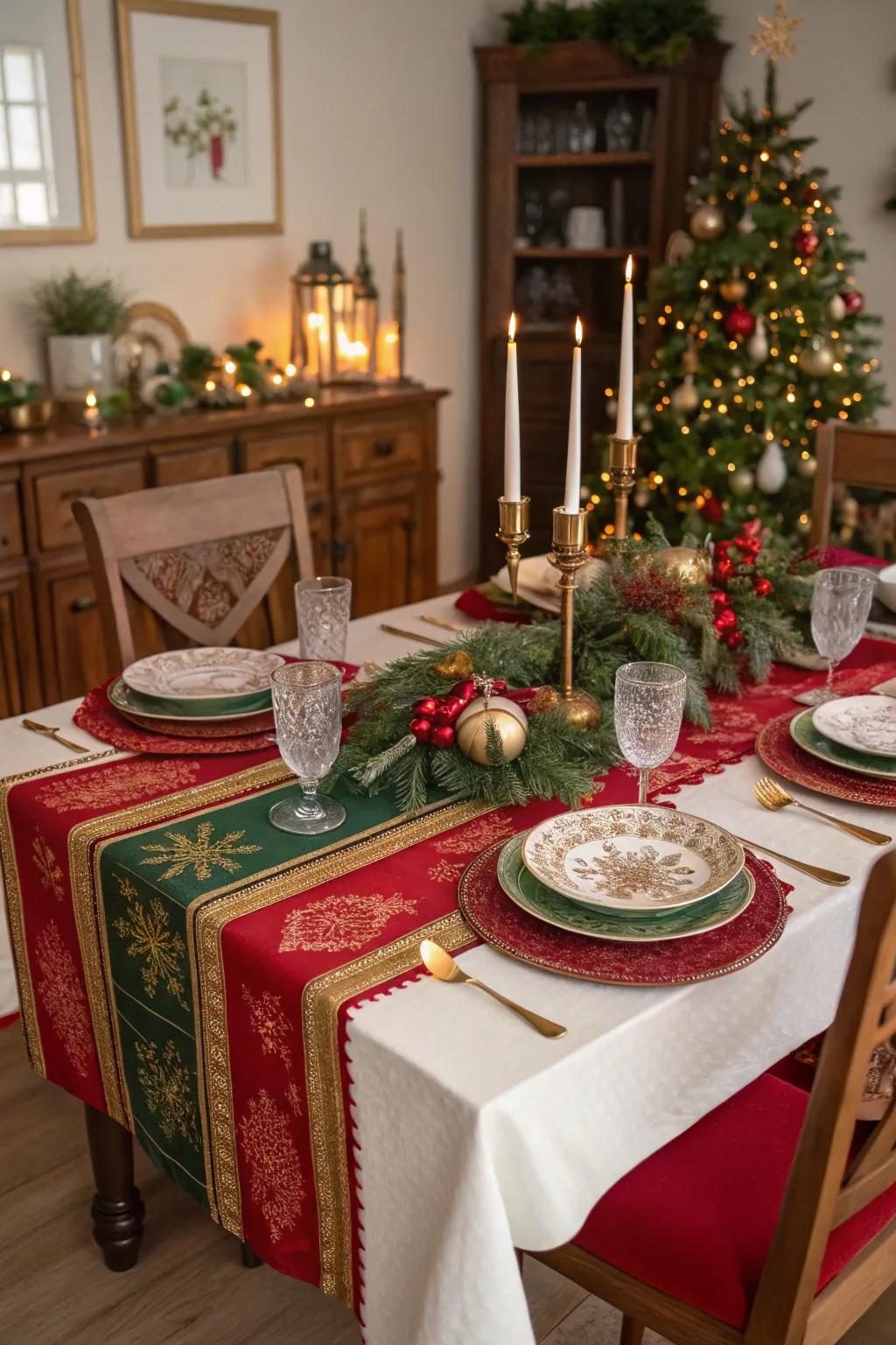 Classic holiday colors create a cozy and inviting atmosphere.