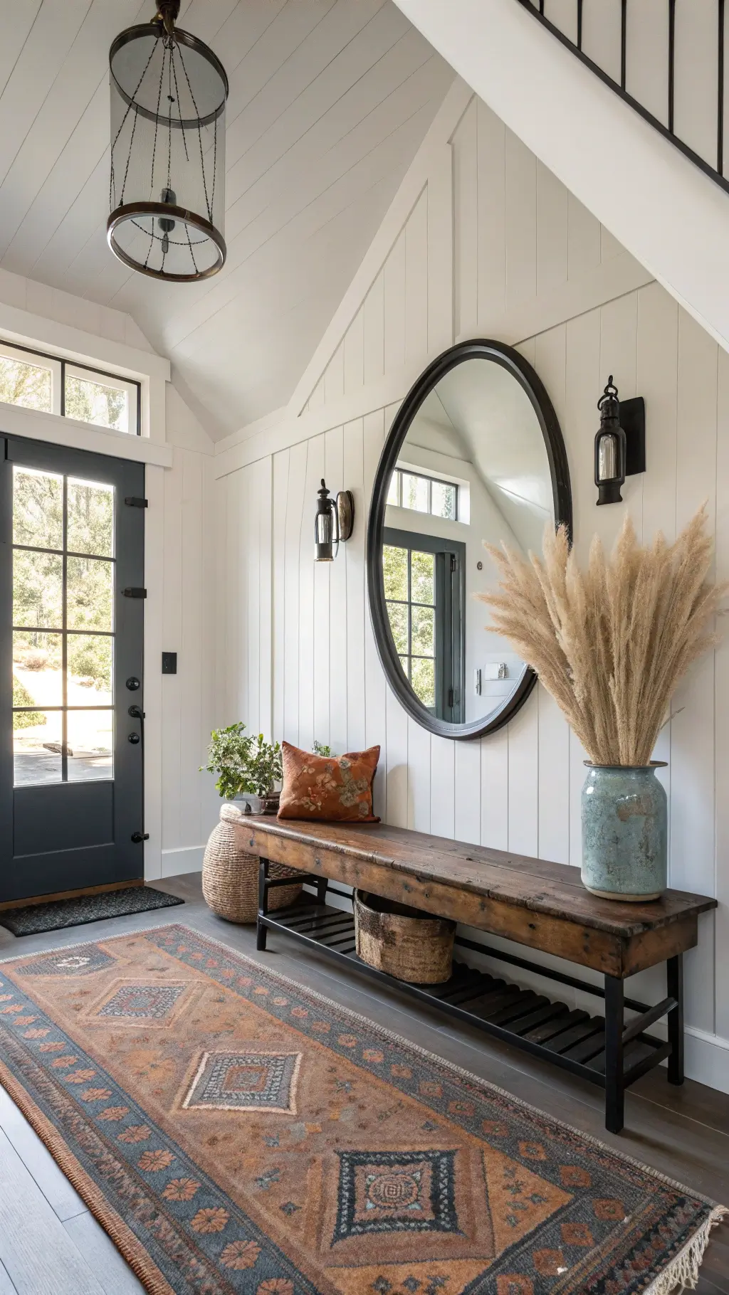 Well-organized barn house interior with minimalist decor