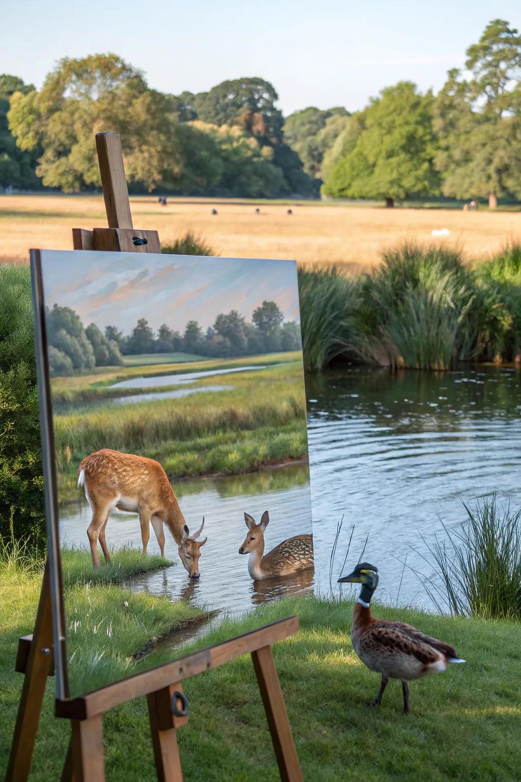 Animals peacefully existing in their natural surroundings.