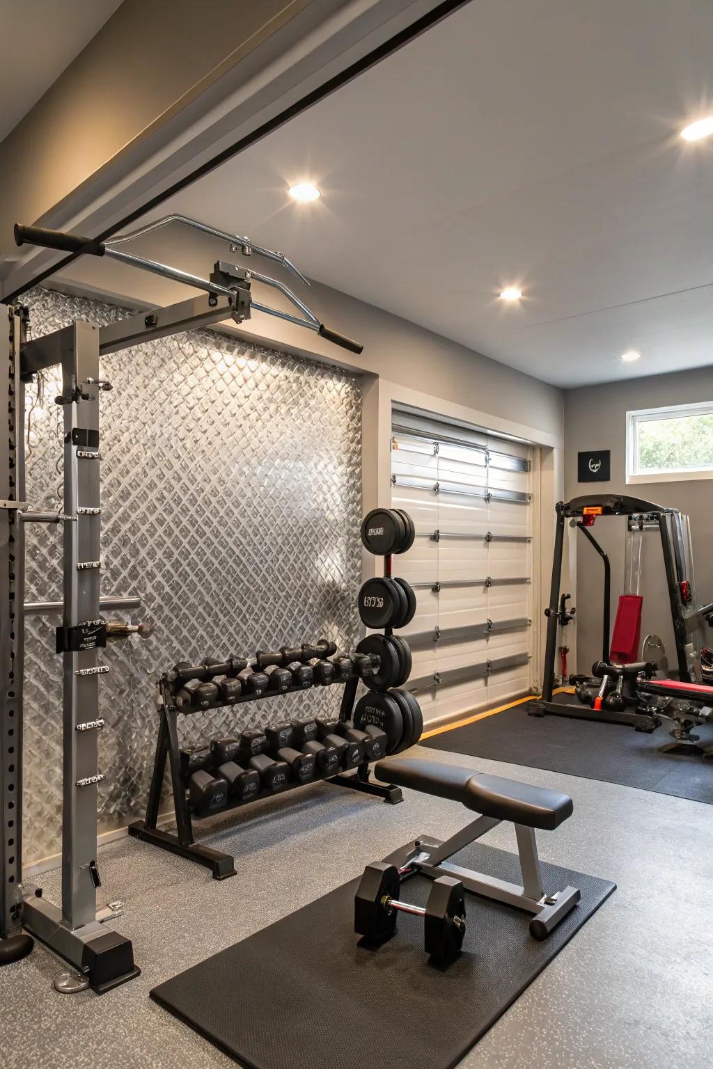 Metallic accents bring a sleek, upscale feel to your gym.