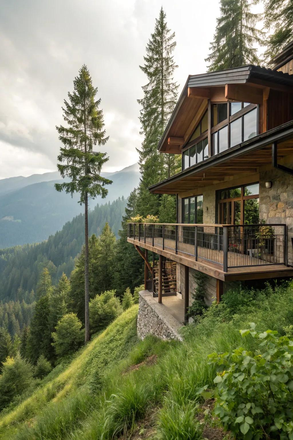 Unique architectural accents enriching mountain homes.