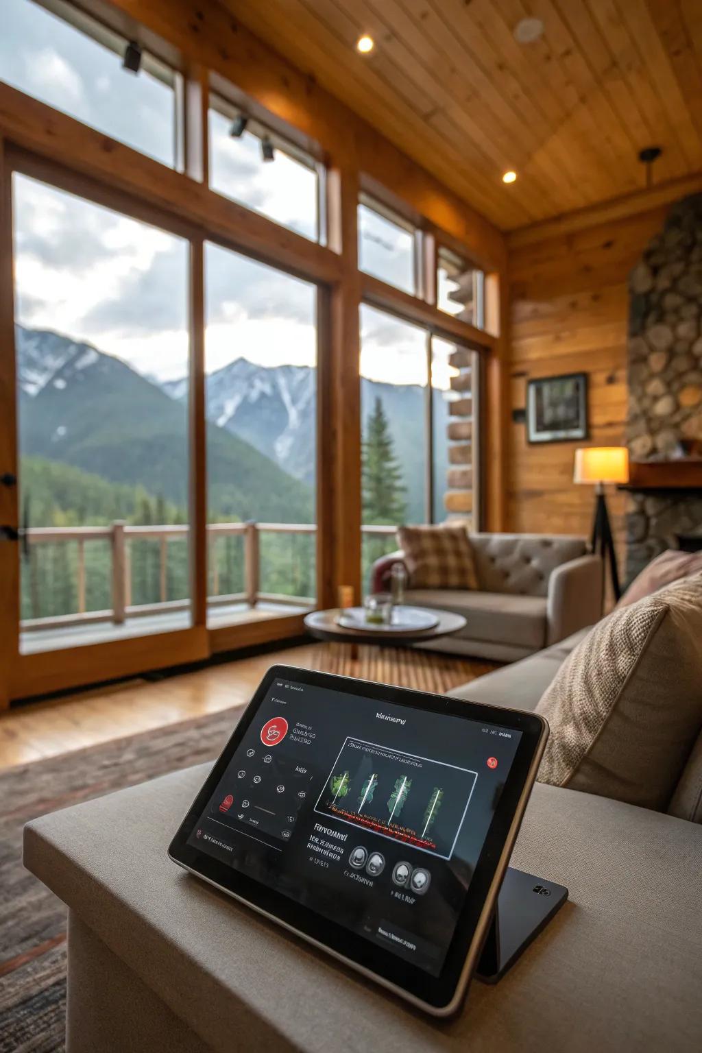 Smart technology seamlessly incorporated into mountain home design.