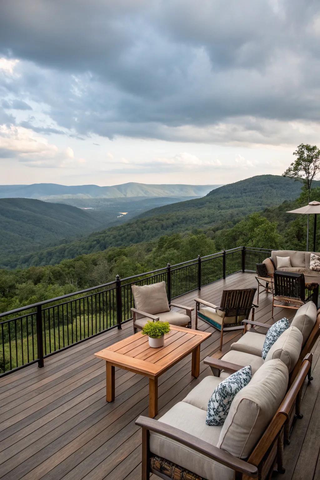 Spacious deck perfect for mountain outdoor enjoyment.
