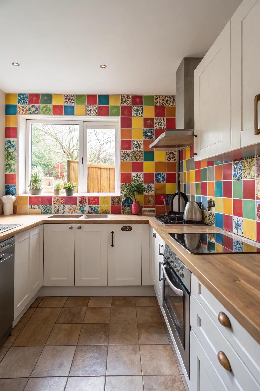 Colorful accents bring personality to kitchen design.