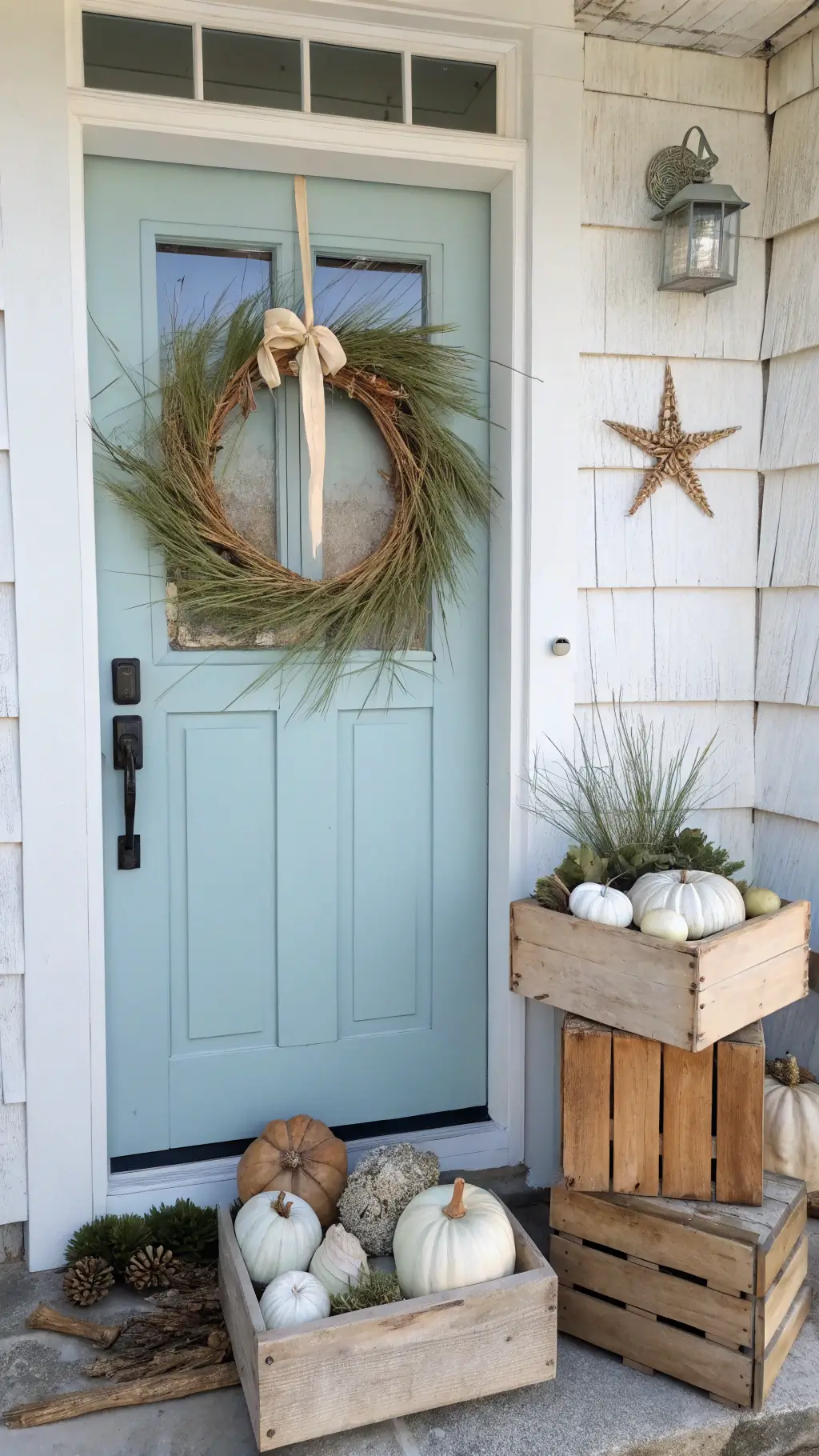 DIY fall door decor with natural elements