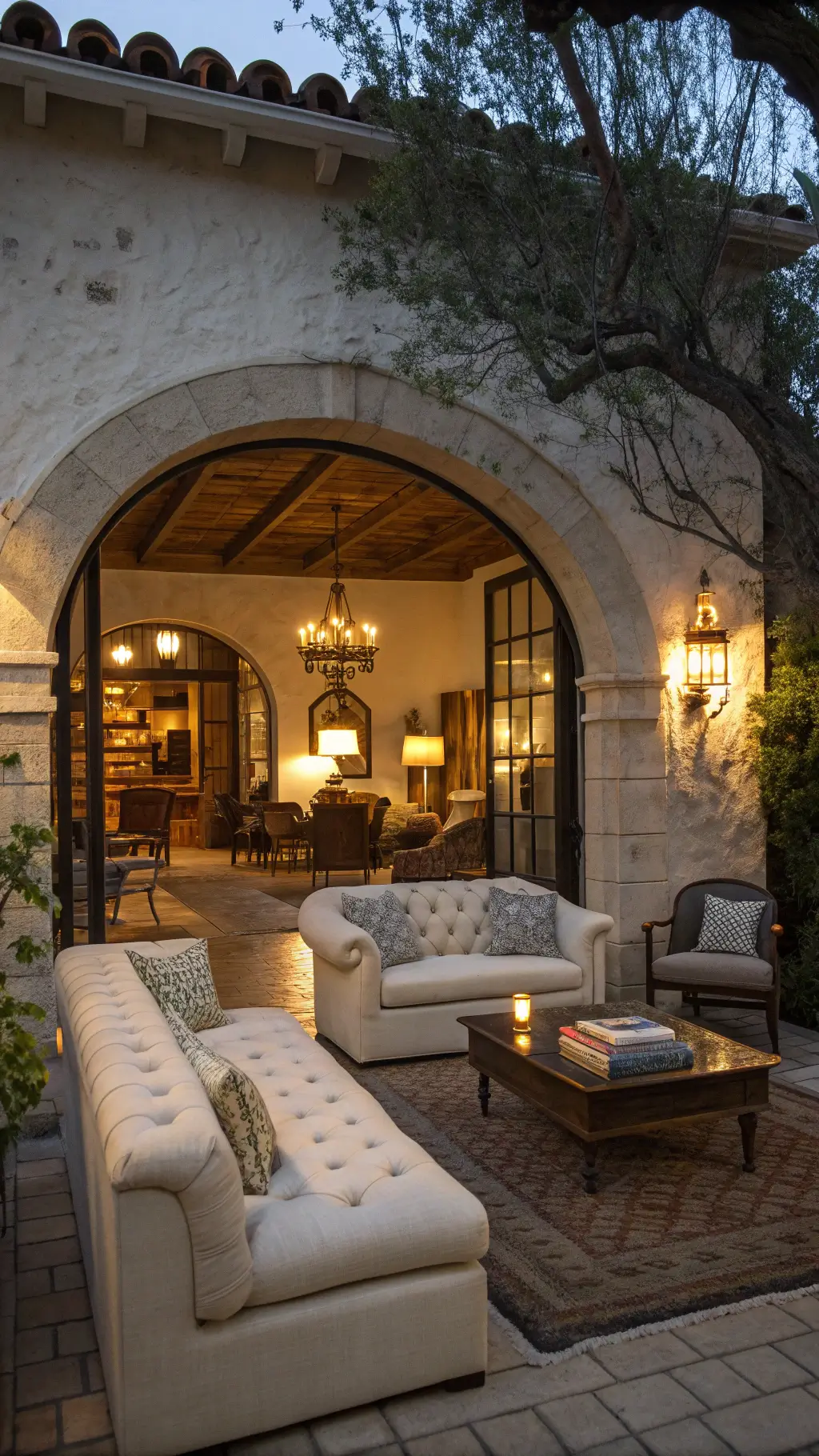 Reclaimed wood coffee table with metal accents in farmhouse living room
