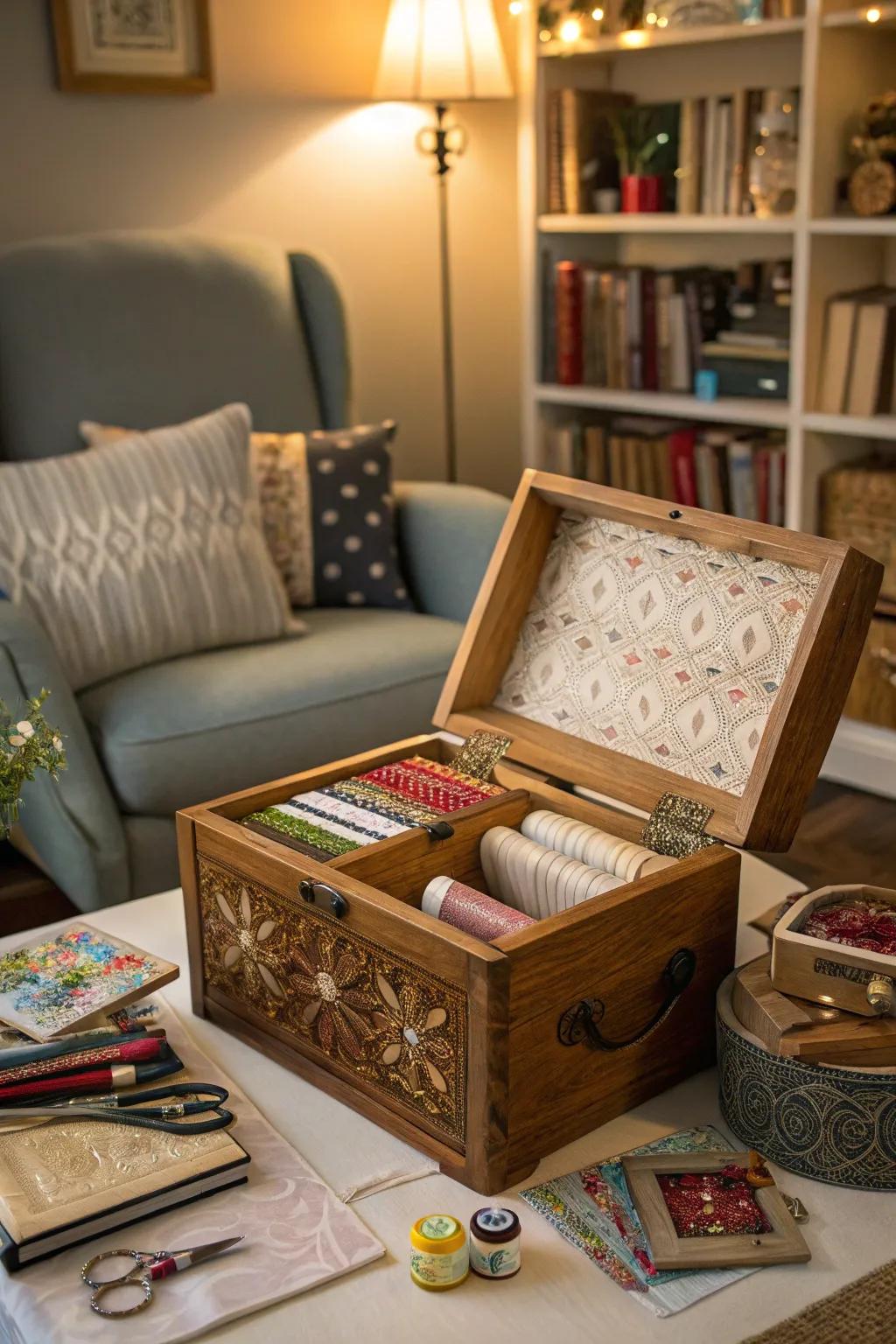 A sewing box that doubles as a secret stash.