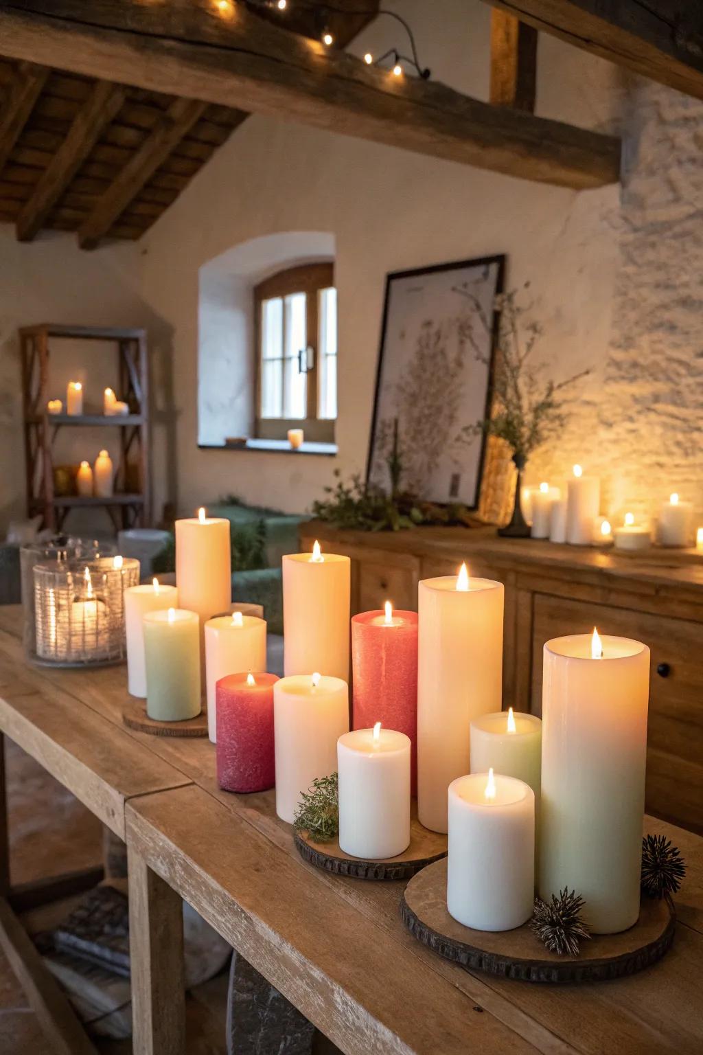 Decorative candles with hidden compartments.
