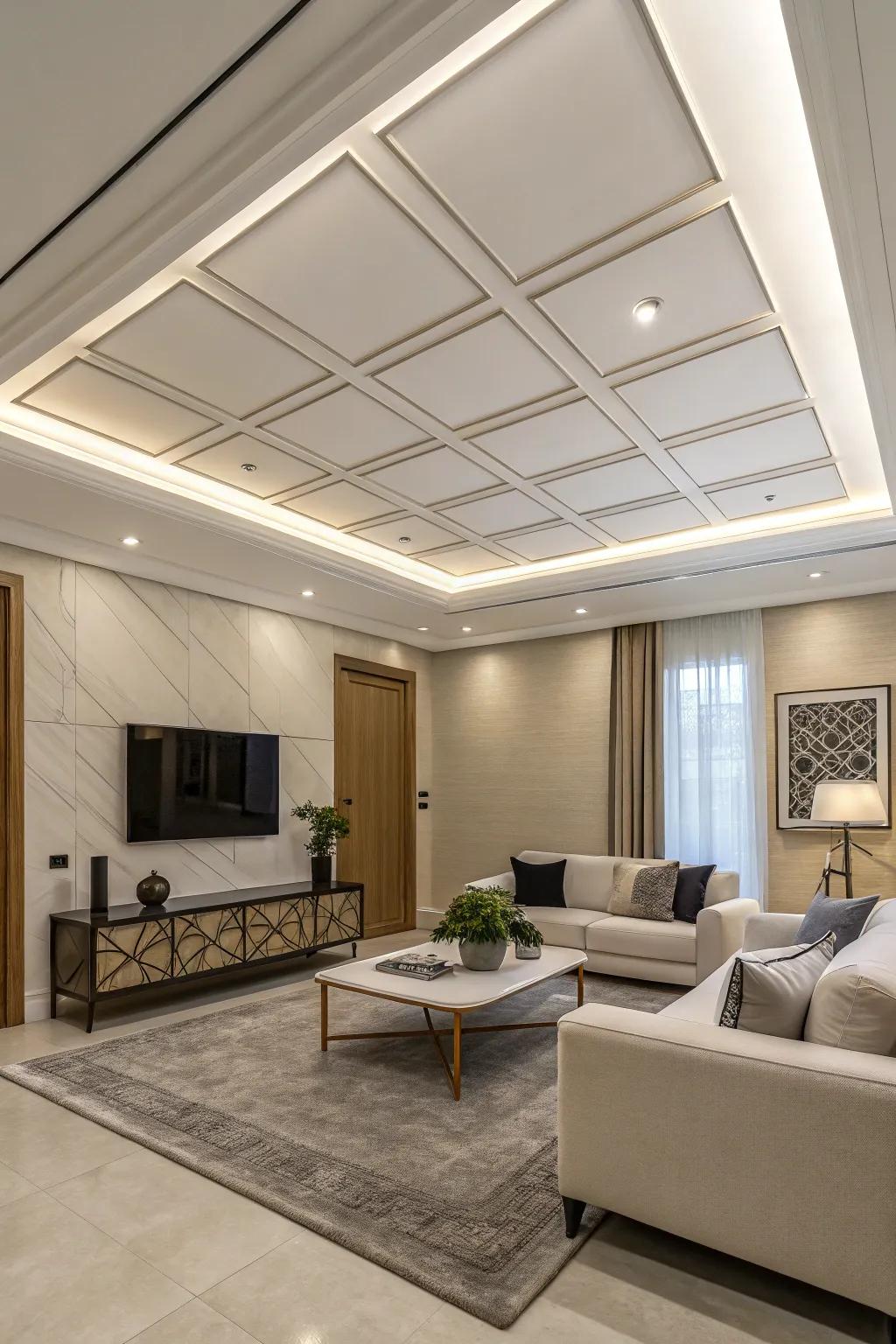 A false ceiling panel hiding valuables above.
