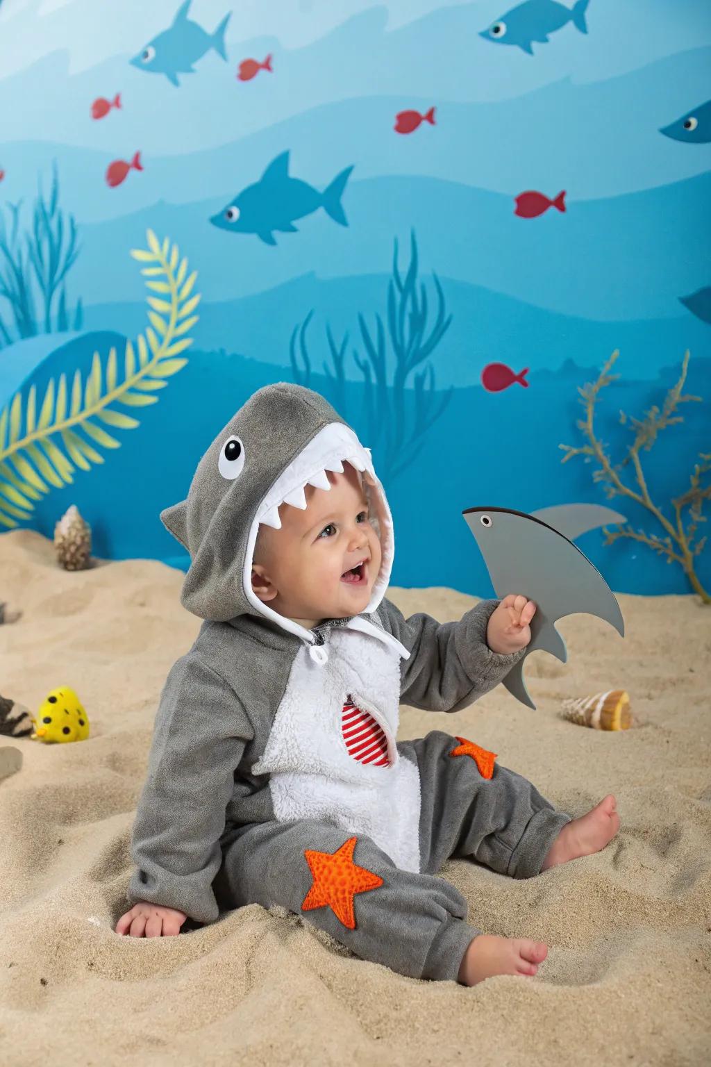A playful baby shark costume for a fun-filled Halloween.