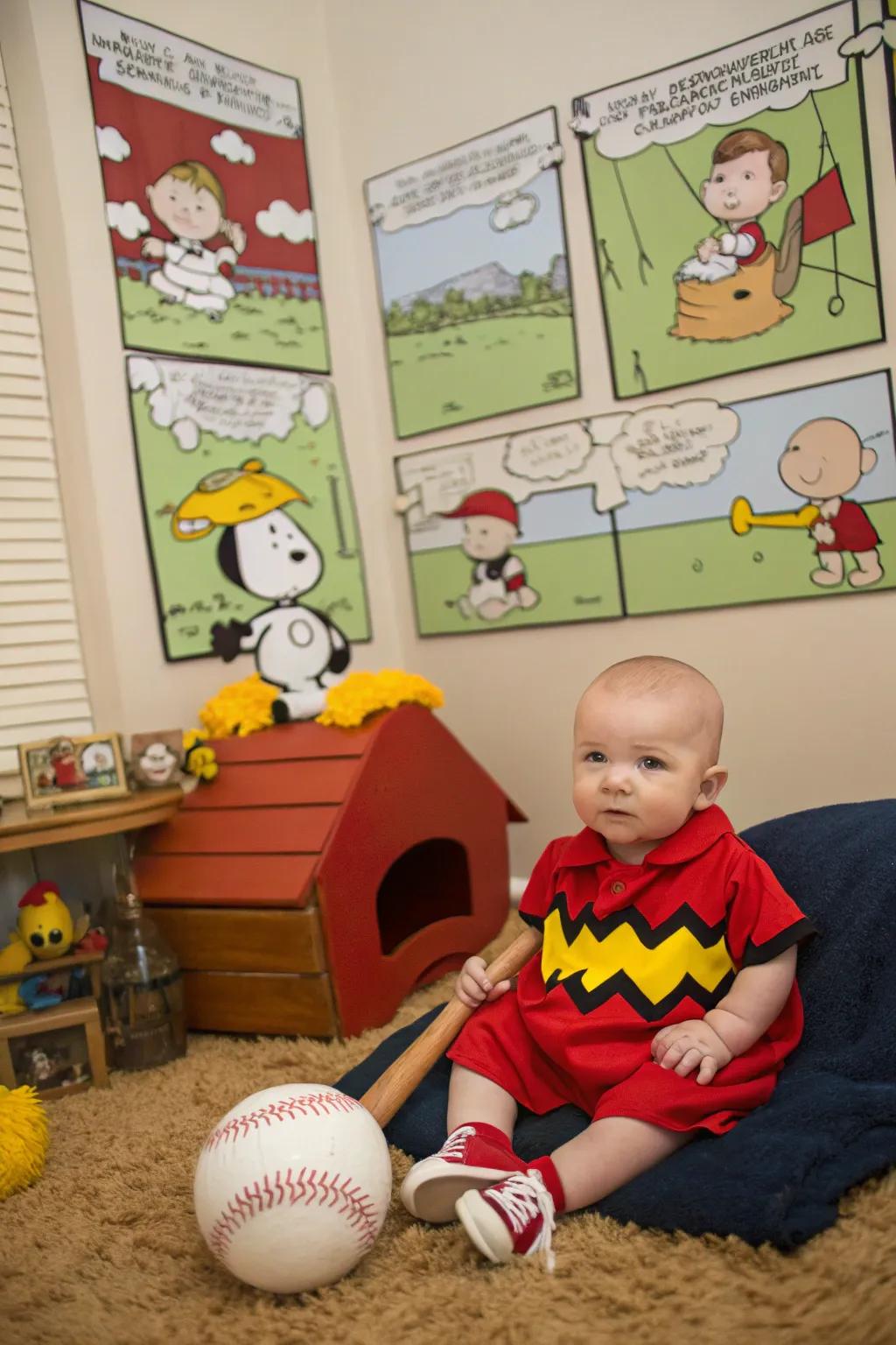 A nostalgic Charlie Brown costume for a classic Halloween.