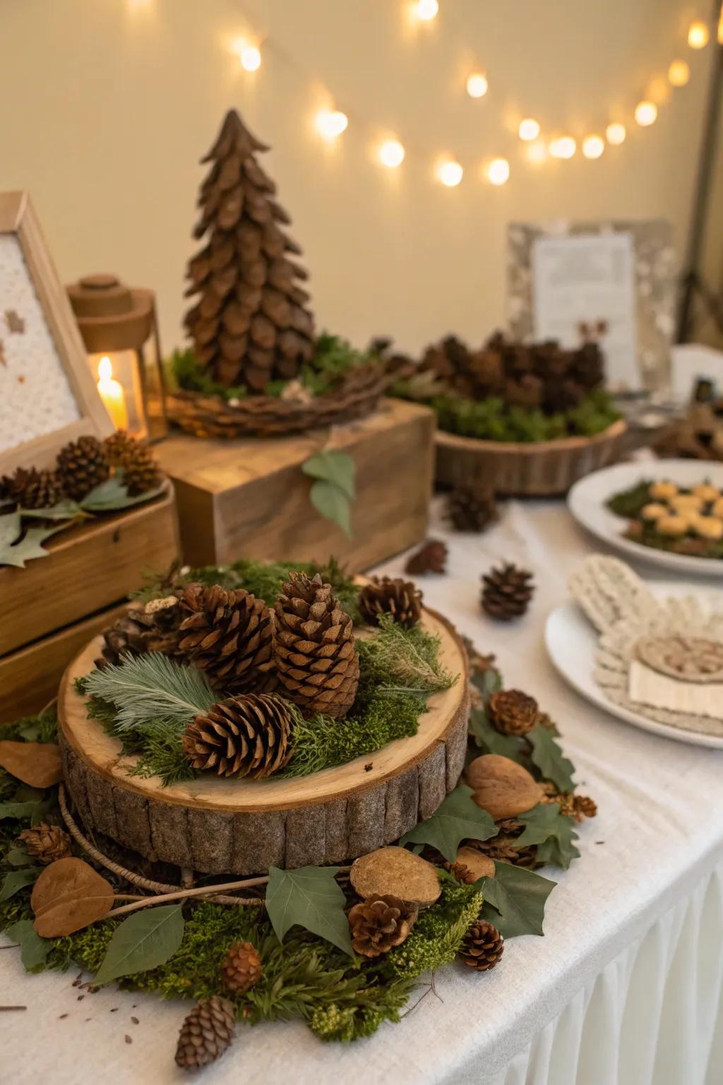 Handmade crafts using natural elements.
