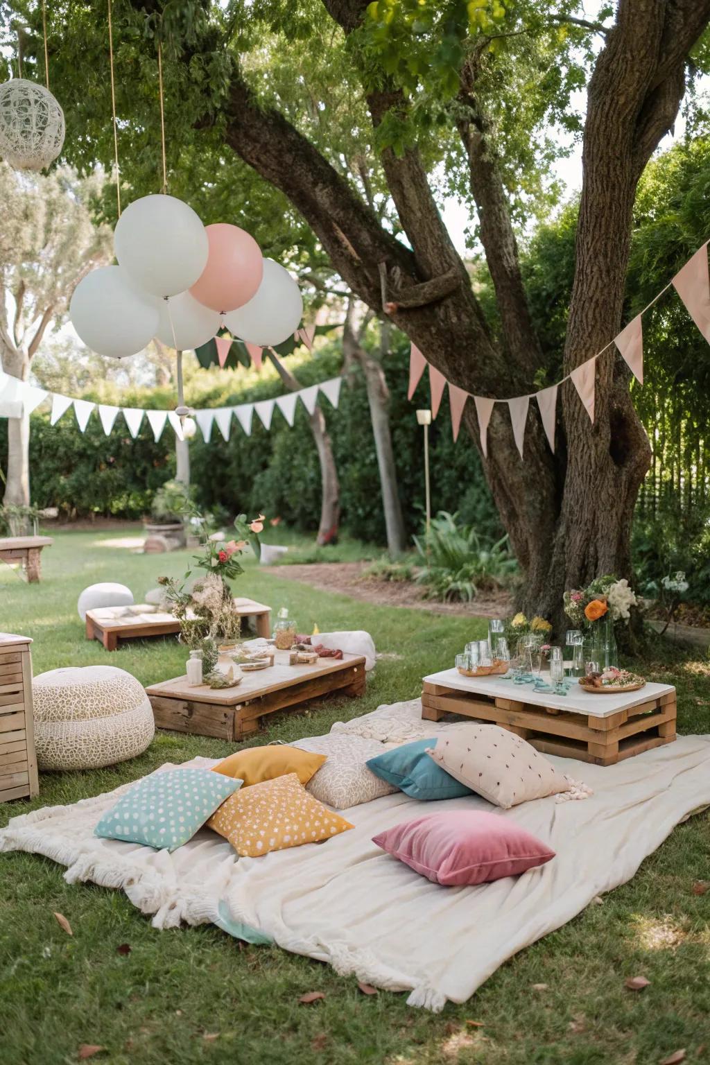 Outdoor picnic setup for a laid-back celebration.