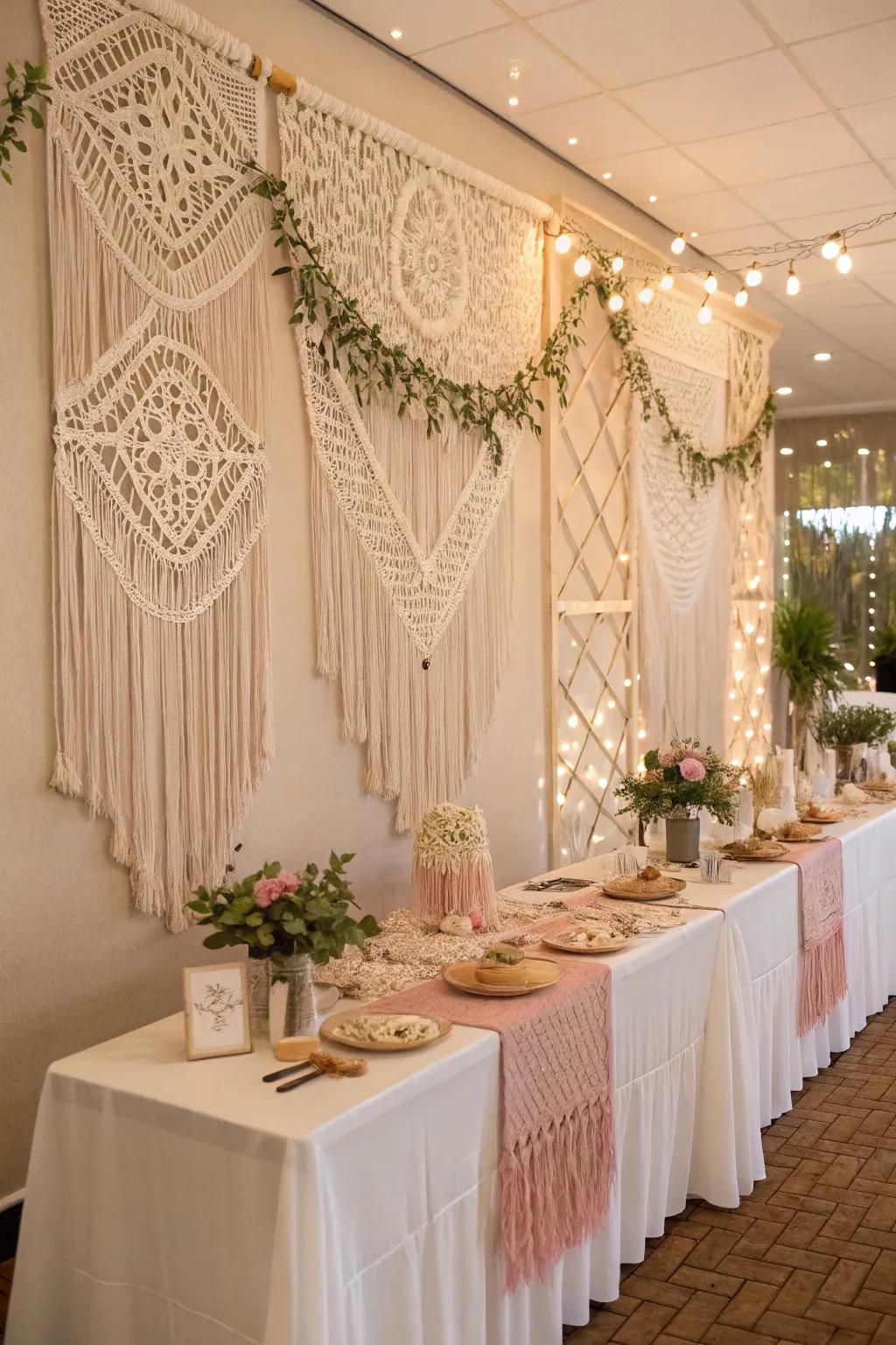 Macramé adds artistic texture and warmth.