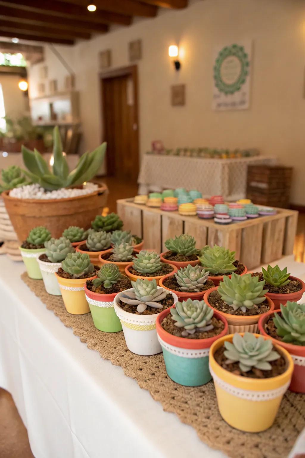 Succulents make memorable and easy-care favors.