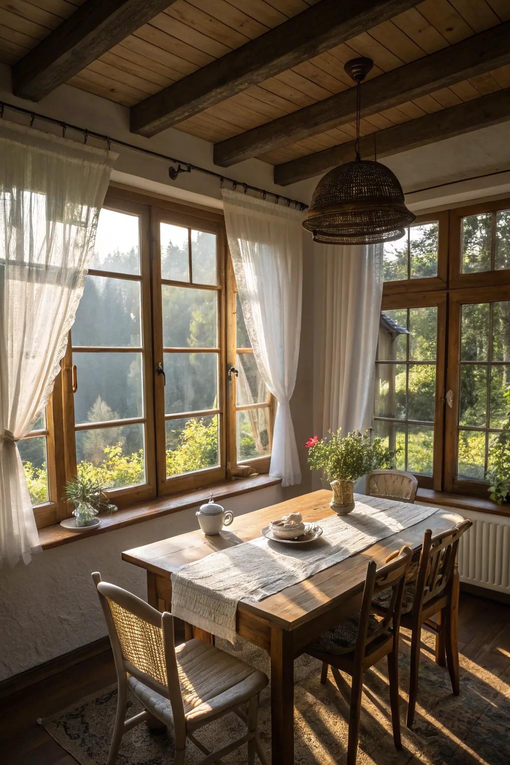 Maximize natural light with strategic table placement.