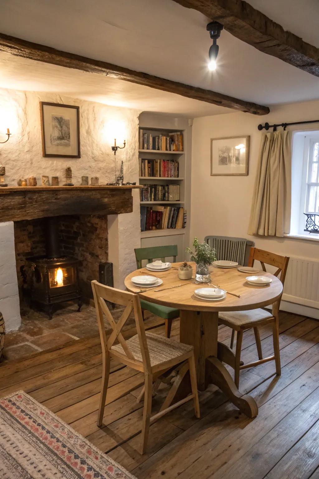 Round tables optimize space and foster conversation.