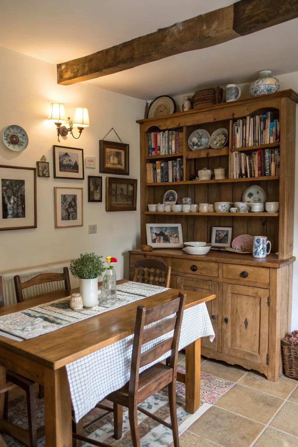 Personal collections bring personality to the space.