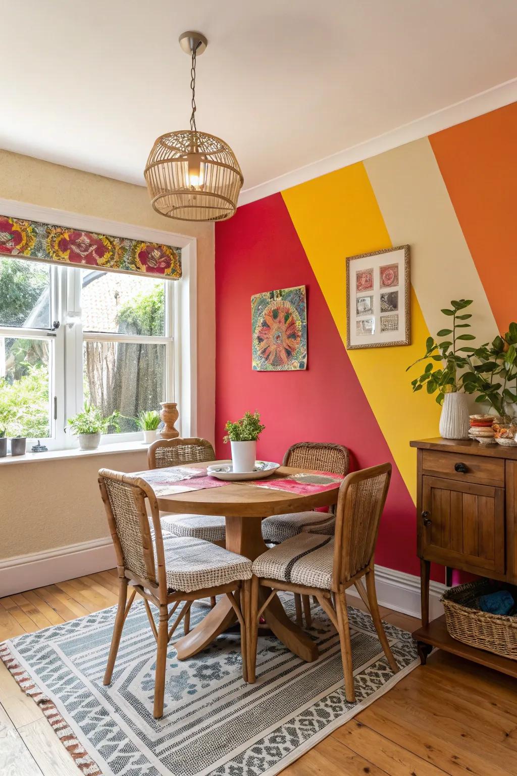 A statement wall adds bold character.