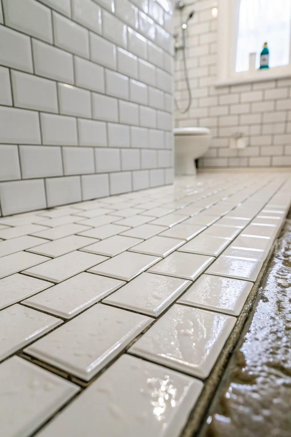 Rectangular tiles offer a timeless and polished look for showers.