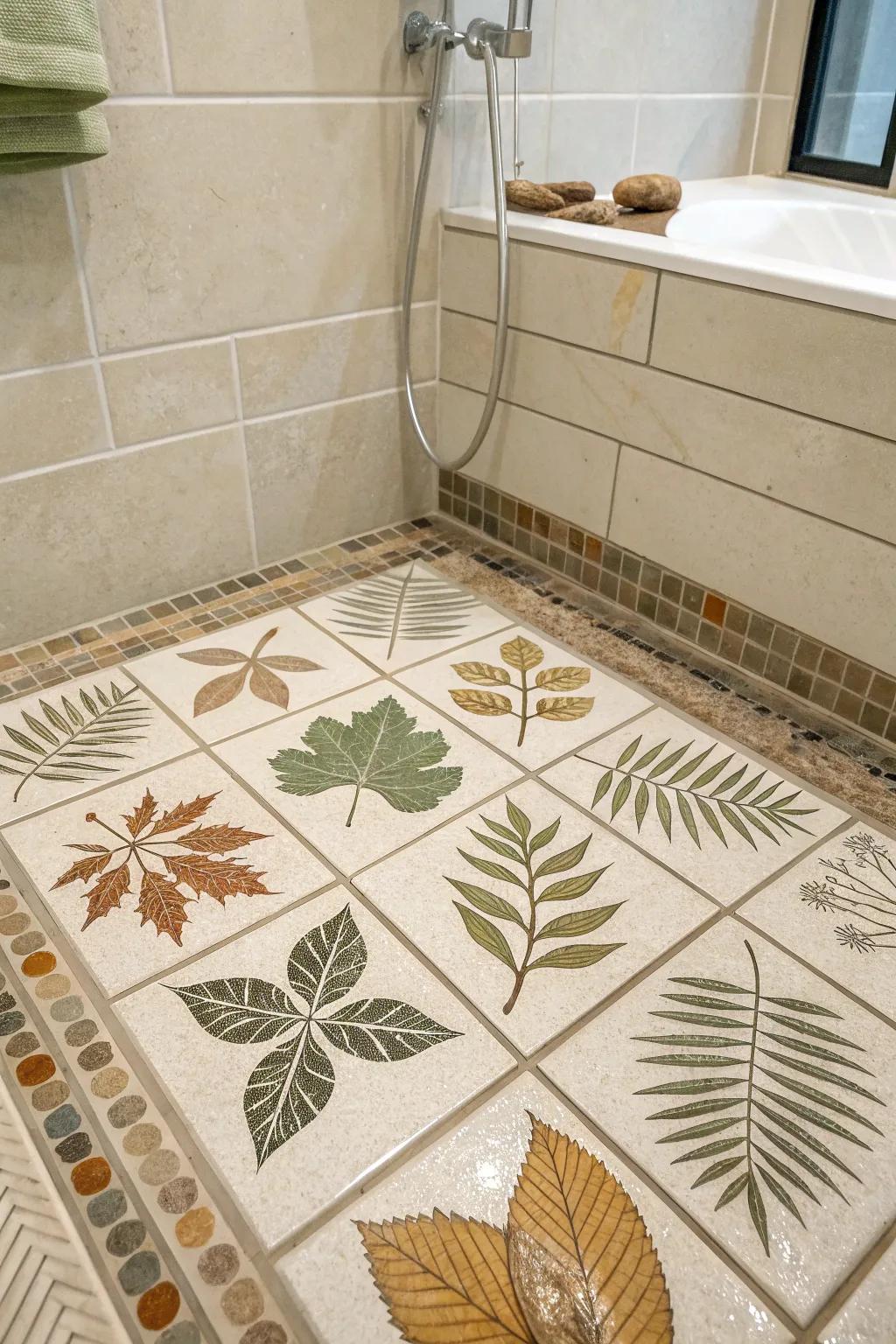 Biophilic tile designs foster a natural and calming shower environment.