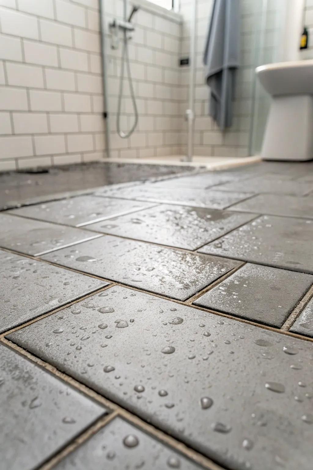 Concrete tiles bring a sleek urban feel to your shower.