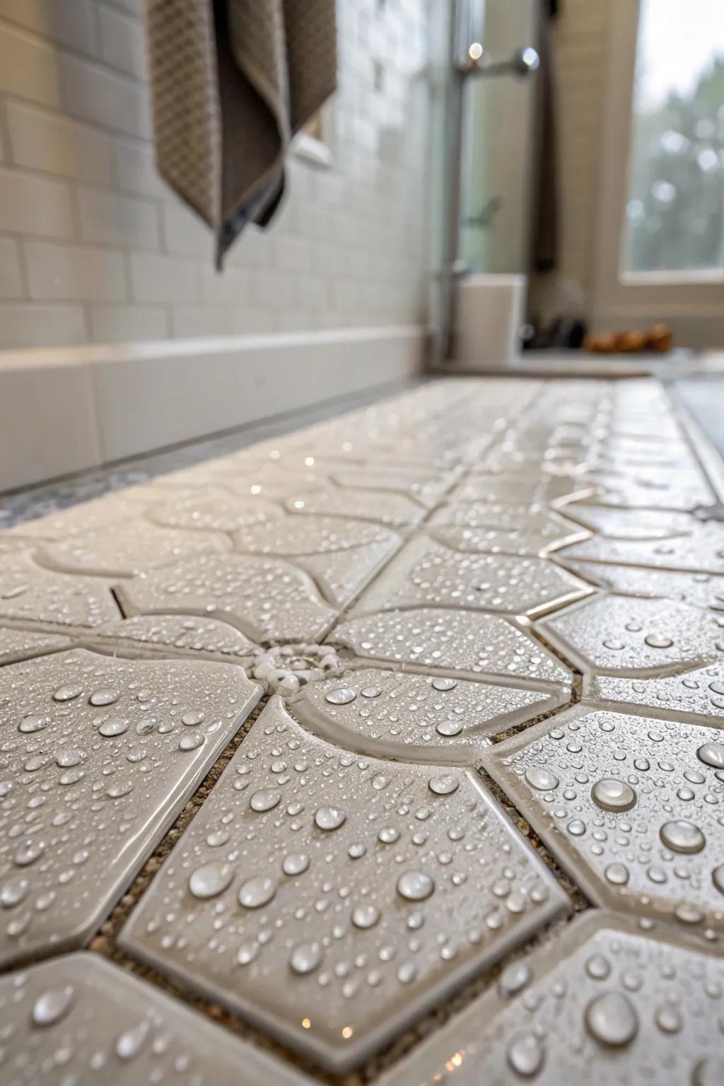 3D tiles add depth and visual interest to your shower floor.