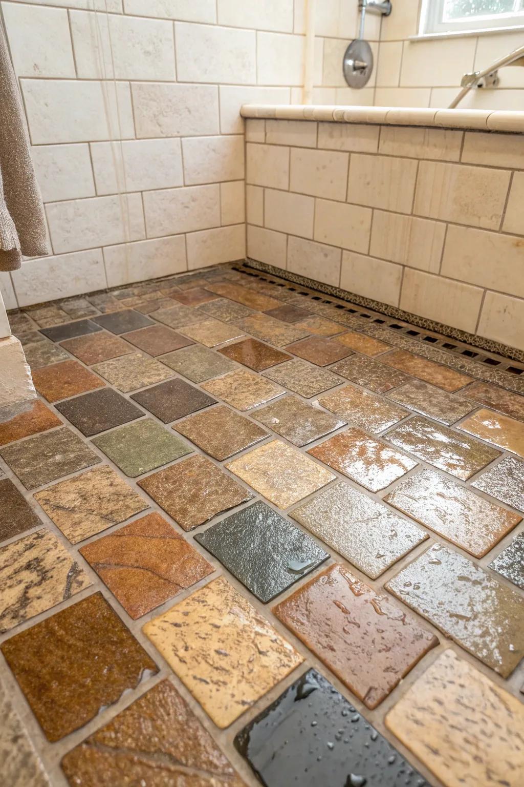Handmade tiles add warmth and individuality to your shower.