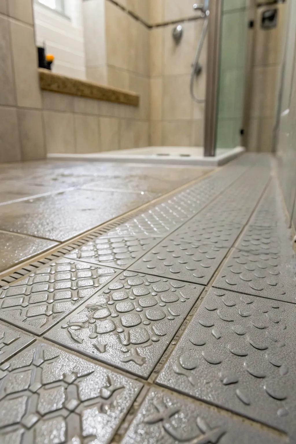Textured tiles provide safety and add tactile interest to your shower floor.