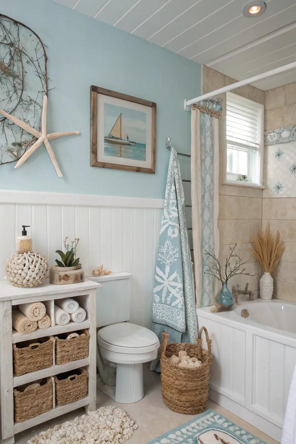 Soft hues create a peaceful coastal atmosphere.