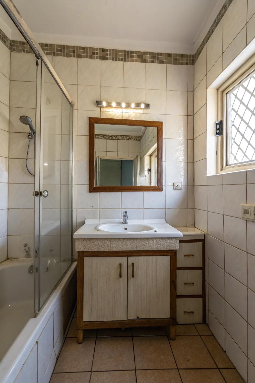 Well-placed mirrors can make your bathroom feel larger and brighter.