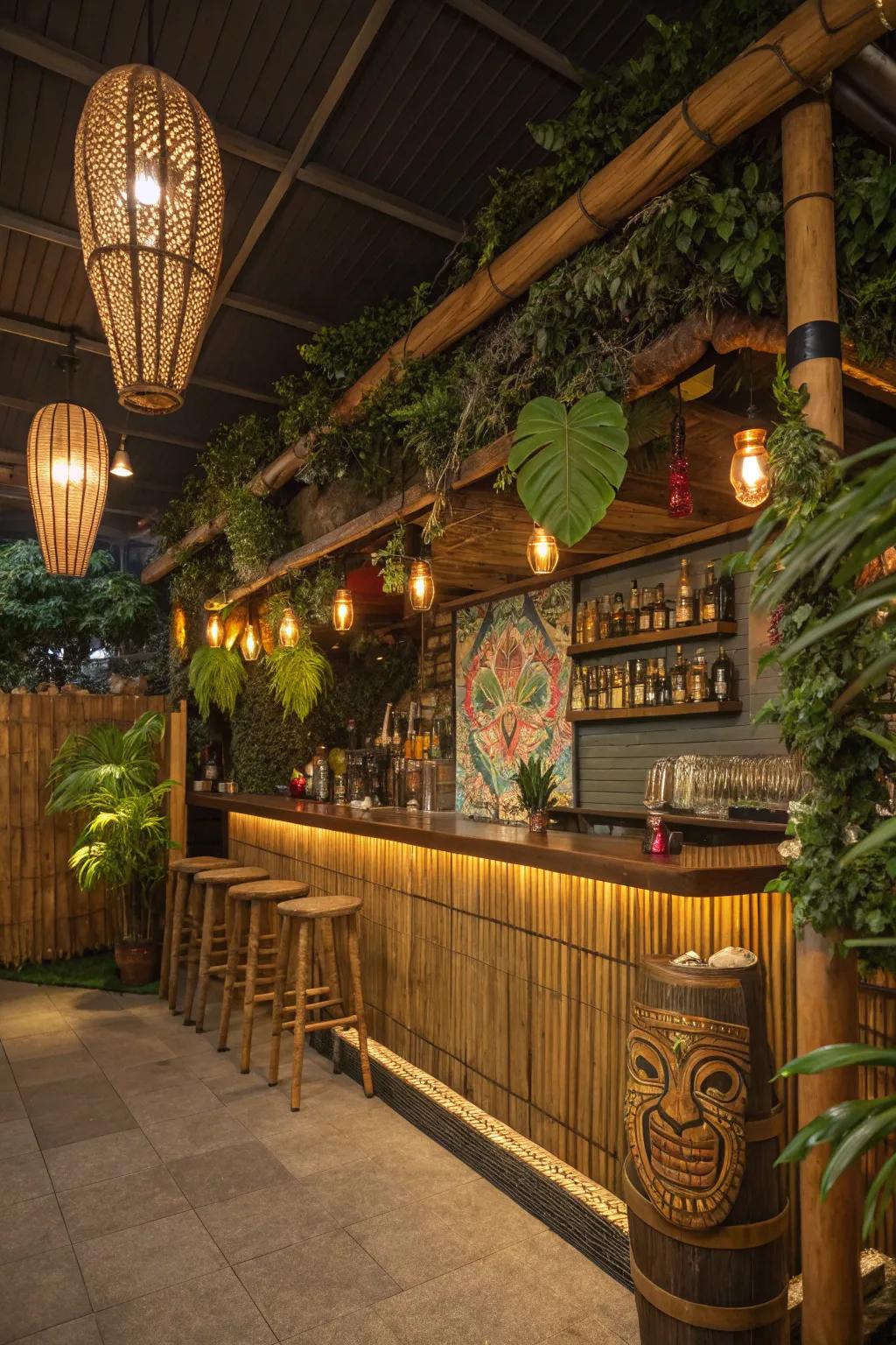 Transform your man cave into a tropical tiki retreat.