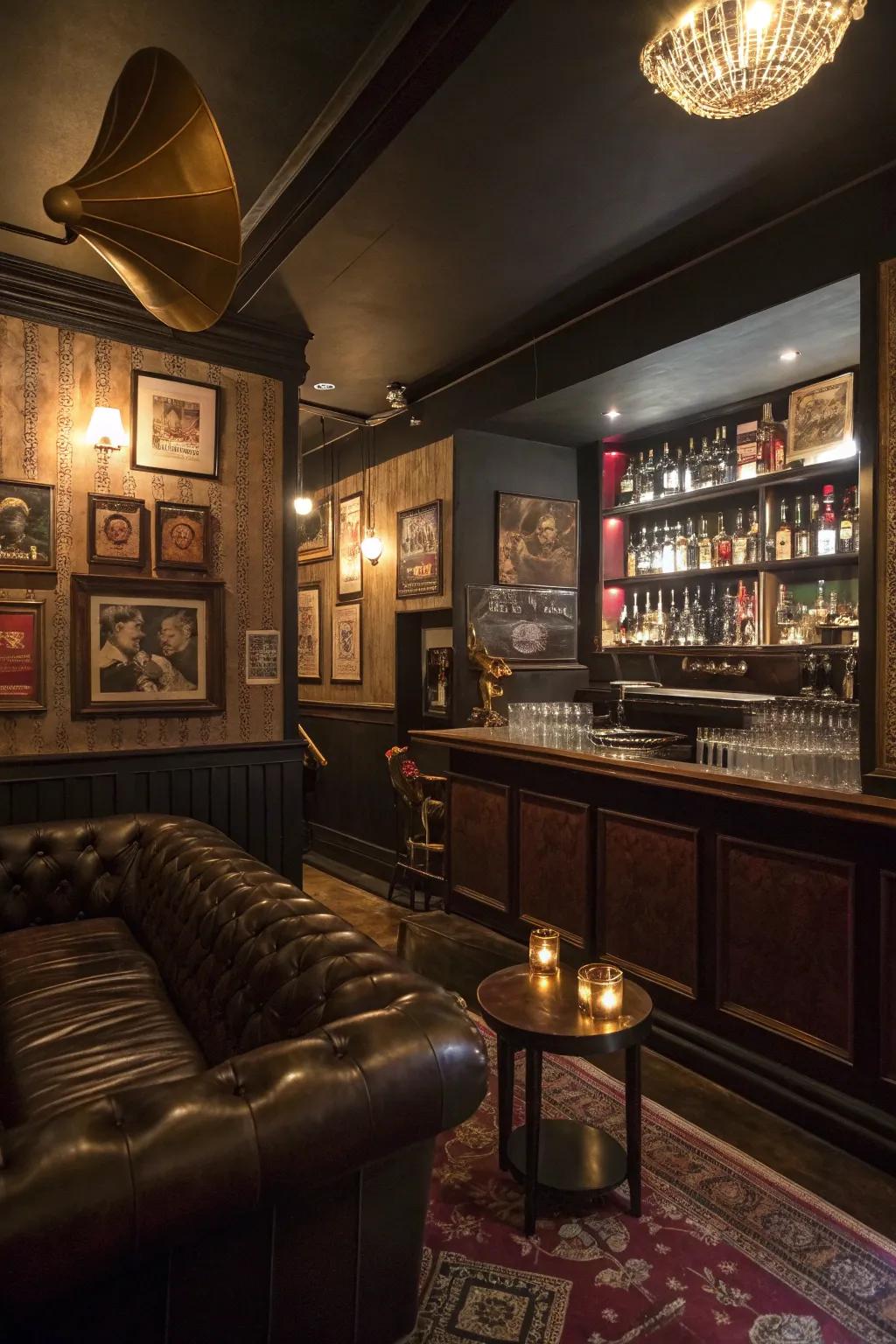 Add mystery with a concealed speakeasy bar.