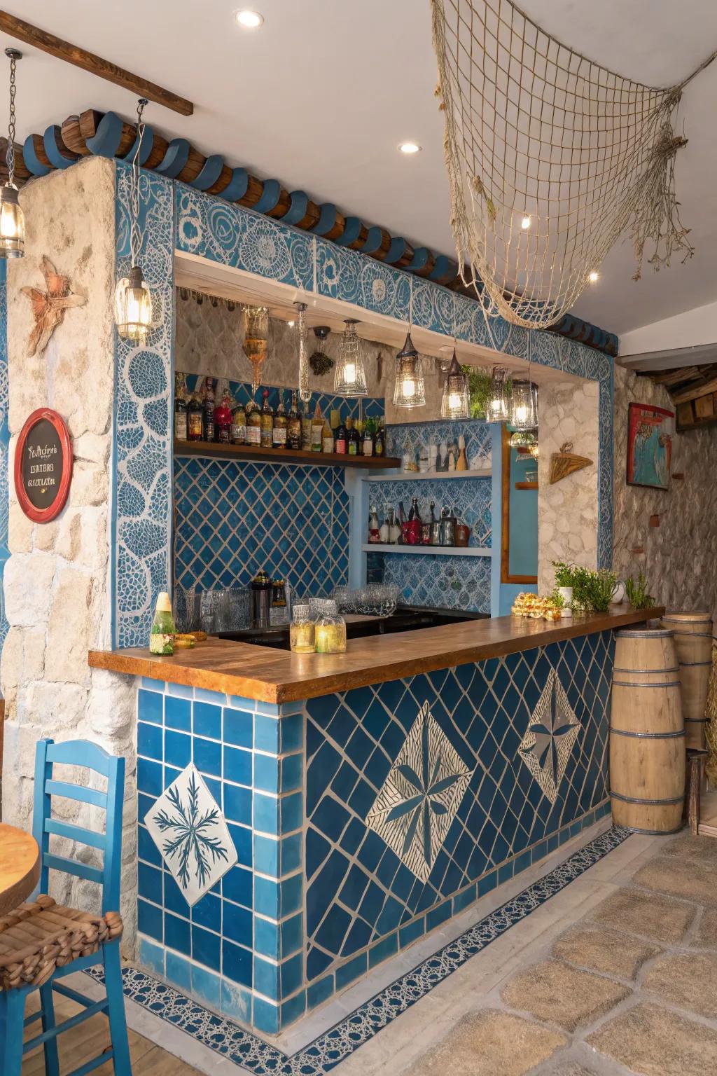 Bring a Mediterranean seaside feel to your man cave.