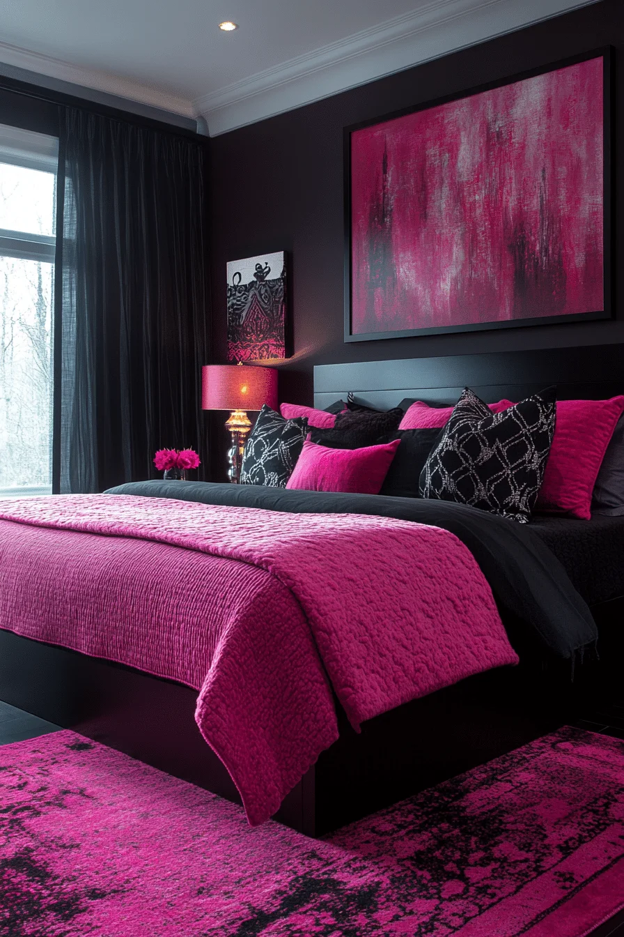 Pink and Black Bedroom
