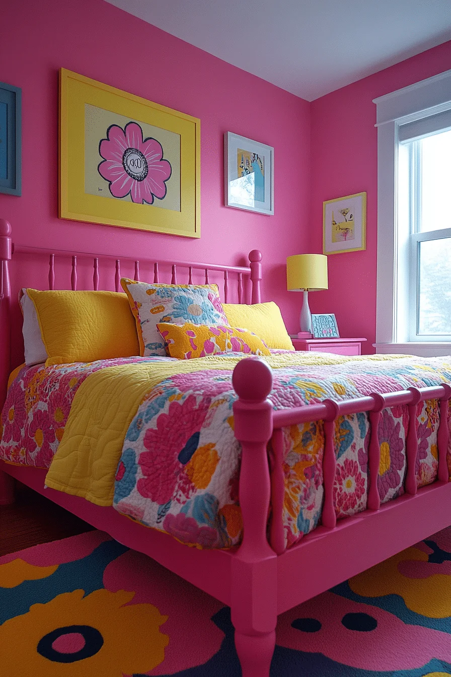 Pink and Yellow Bedroom