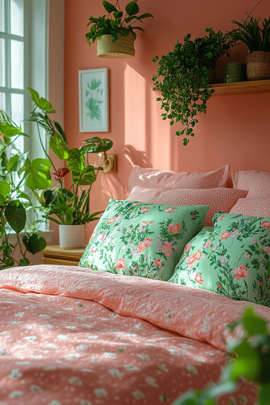 Pink and Green Bedroom