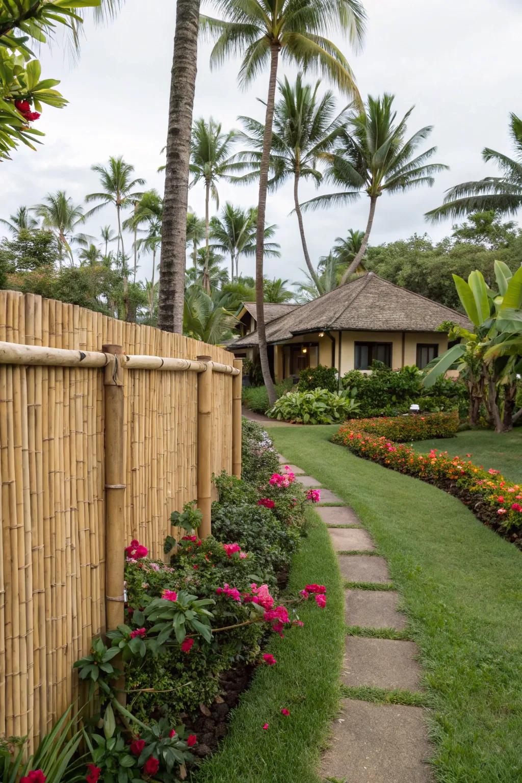 Bamboo fences add a natural, tropical vibe to outdoor spaces.