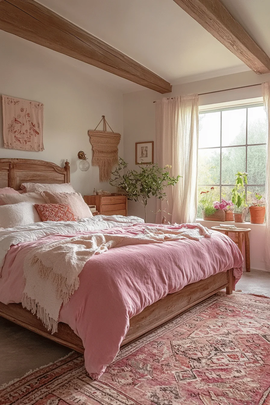 Boho Bedroom with Macramé and Layered Linens