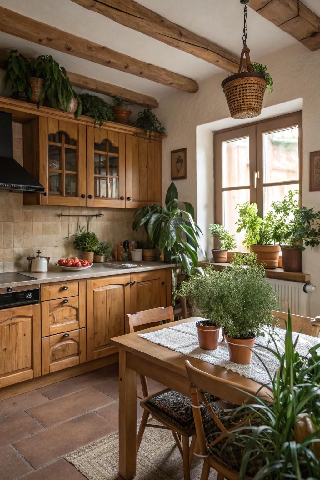 Natural accents add warmth and vitality to your kitchen.