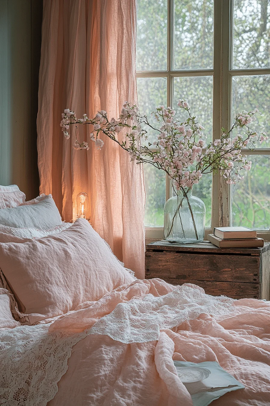 Boho Bedroom with Woven Textures and Soft Lighting