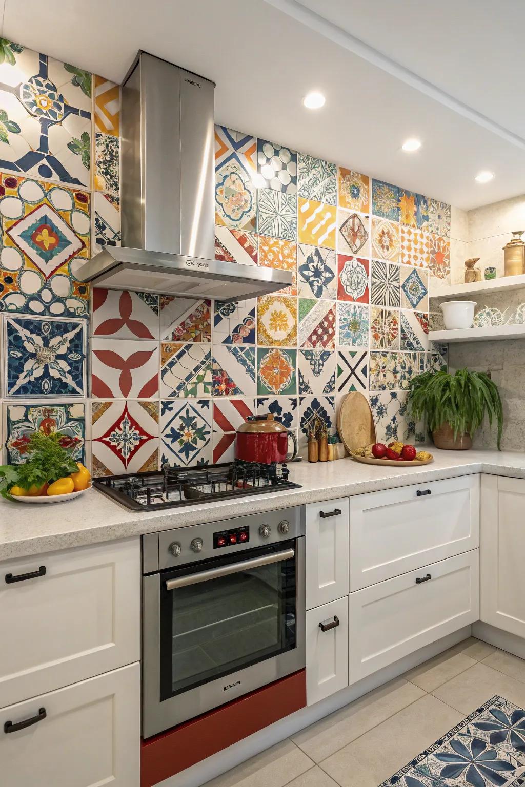 Statement backsplash panels add personality and style.