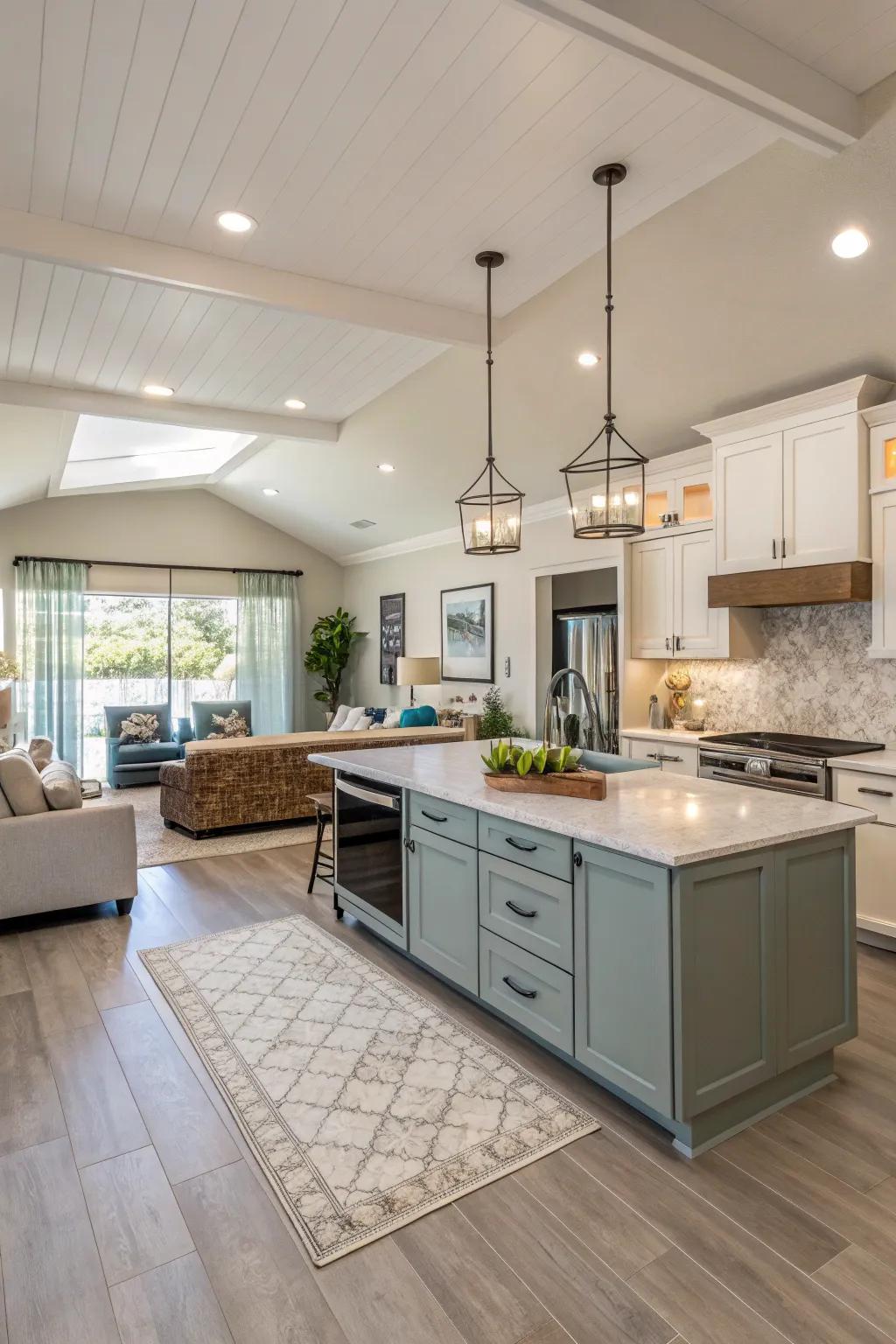 Open-plan kitchens foster connection and spaciousness.