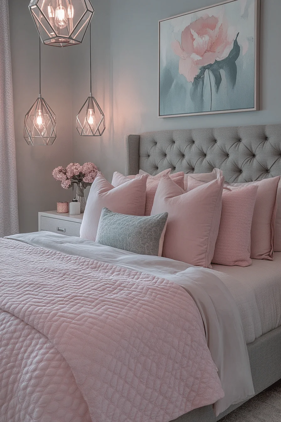Boho Bedroom with Warm Lighting and Soft Textiles