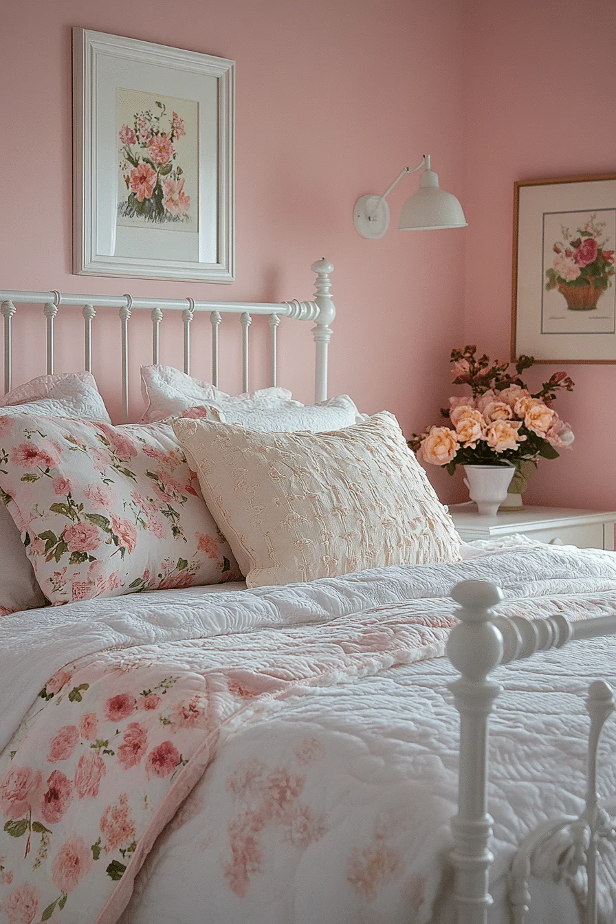 Minimalist Boho Bedroom with Pink Accents