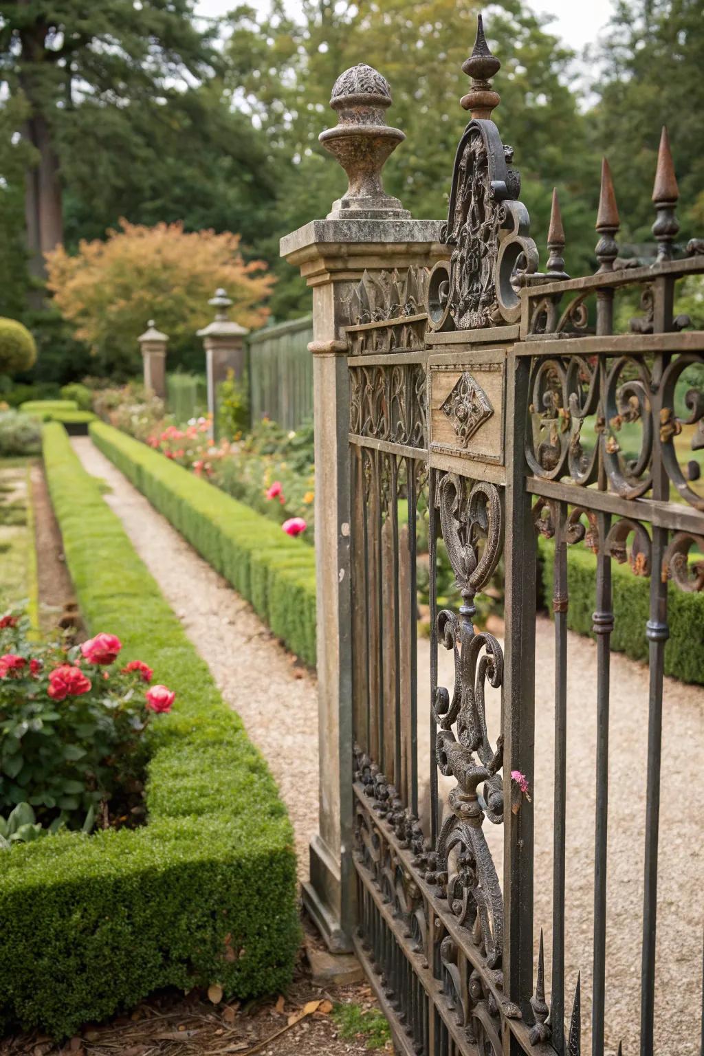 Ornate metal fences evoke timeless elegance